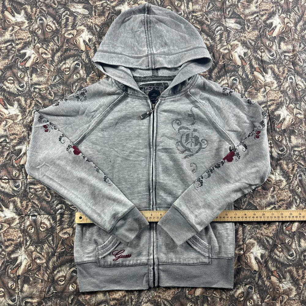 Vintage Y2K Guess Gray Zip-Up Hoodie